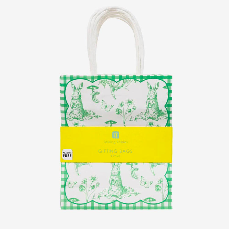 8 sacs cadeaux lapin vert pour chasse aux oeufs de paques
