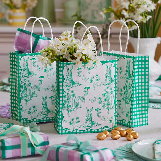 8 sacs cadeaux lapin vert : petits cadeaux invités anniversaire
