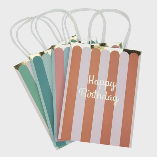 4 sacs happy birthday pastel pour glisser les cadeaux d'invités