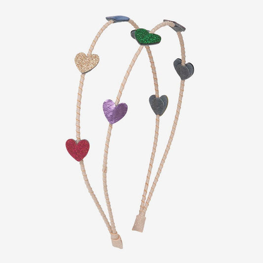 1 serre-tête coeurs colorés glitter cadeaux à glisser dans une pochette surprise