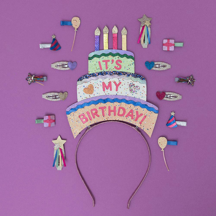 1 serre-tête gâteau d'anniversaire coloré et glitter accessoires cheveux à prix doux