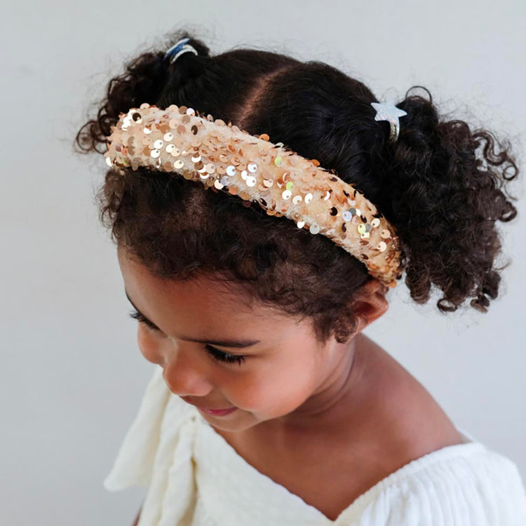 Serre-tête sequins doré : déguisement anniversaire enfant