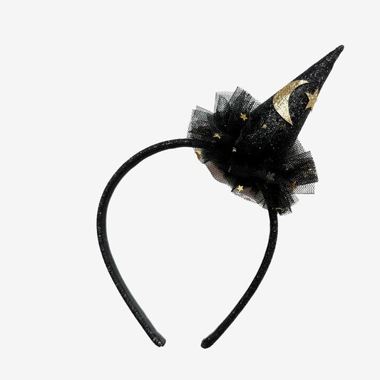 Black and gold glitter witch headband