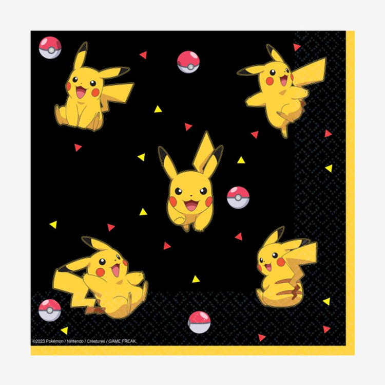 16 Serviettes en papier Pokémon : deco de table anniversaire garcon