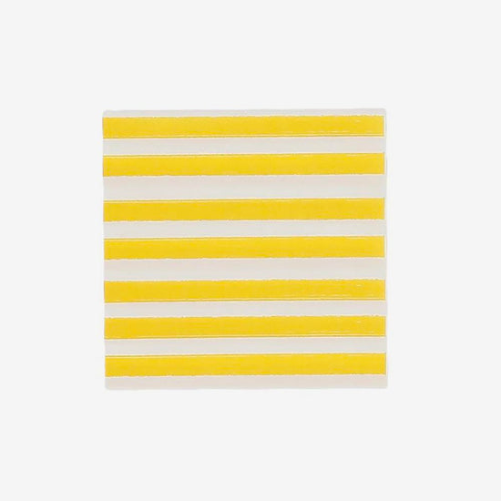 Serviettes jaunes rayées pour anniversaire lumineux