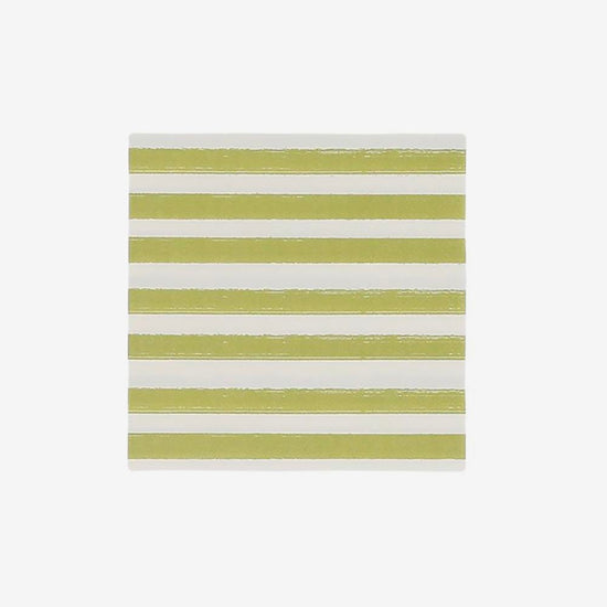 Serviettes vert kaki rayées pour table bohème