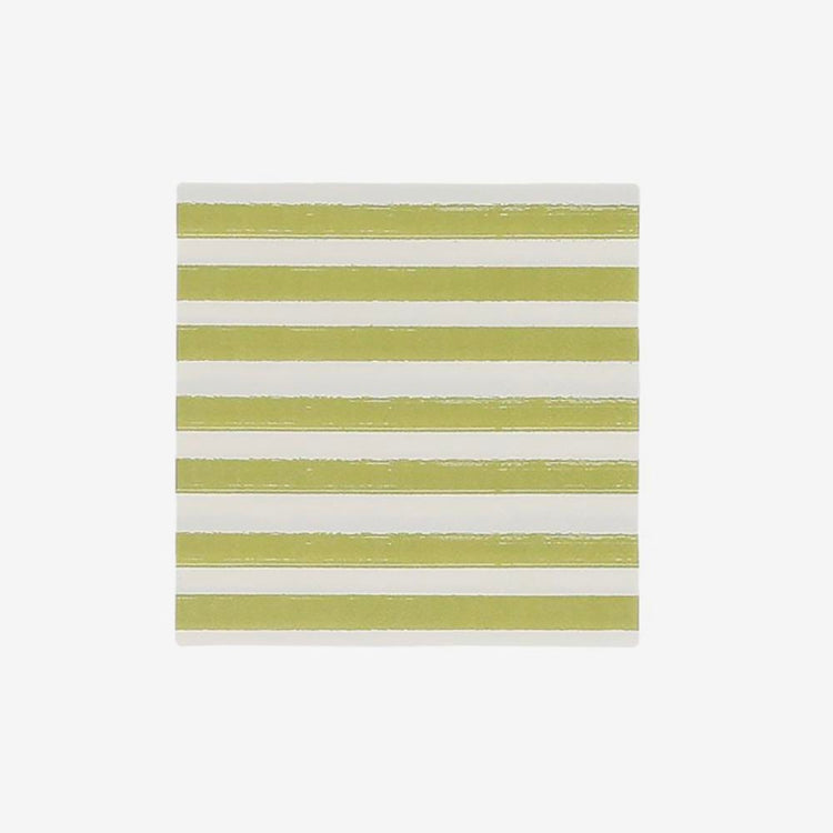 Serviettes vert kaki rayées pour table bohème