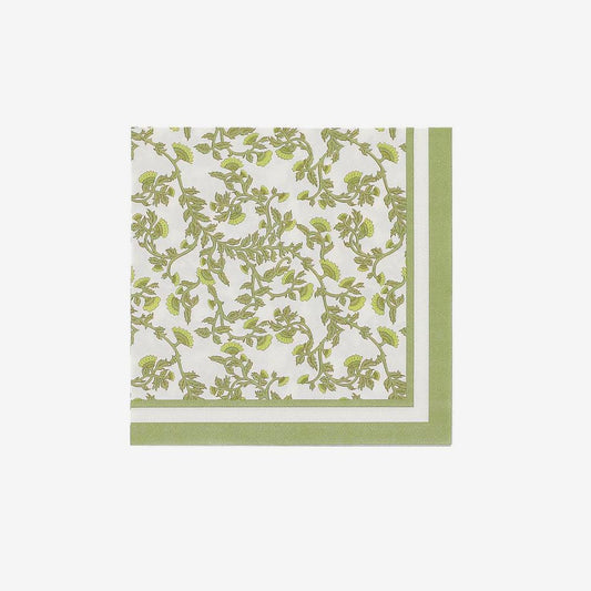 Serviettes en papier : 16 serviettes vert botanica