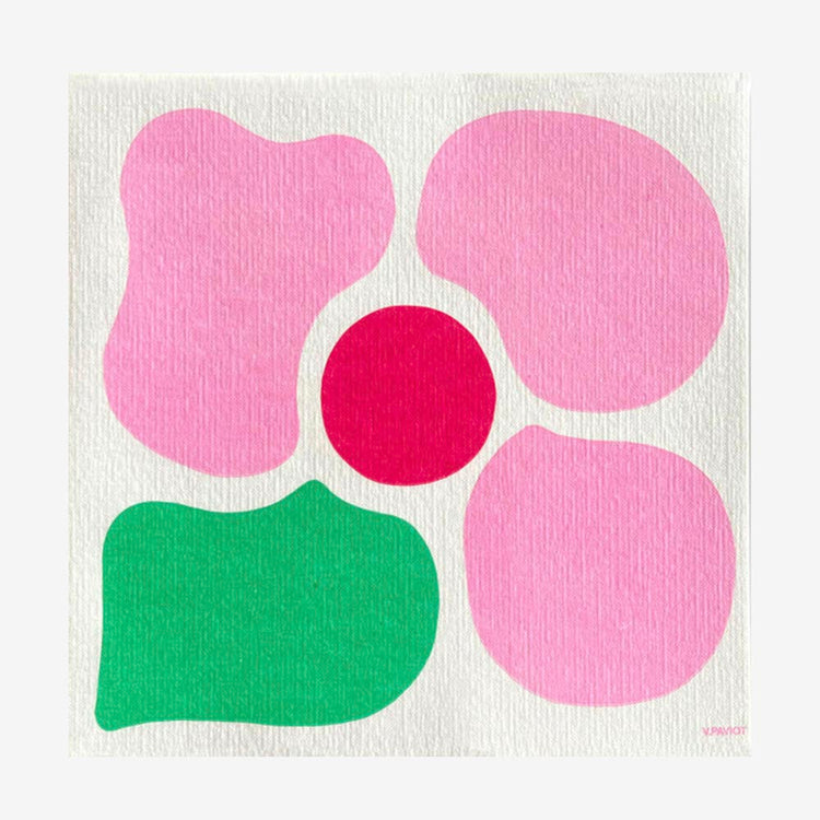 Serviette en papier à fleurs roses - Chic jetable - Françoise Paviot
