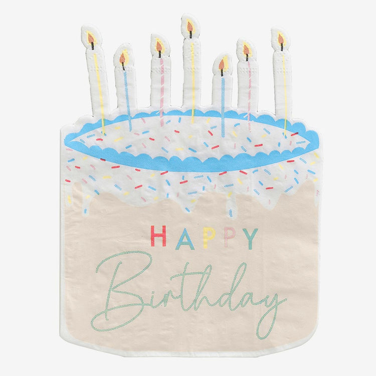 Serviettes en papier gâteau happy birthday : deco de table