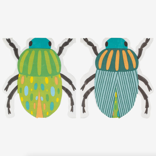 Serviettes en papier insectes : deco de table anniversaire tropical