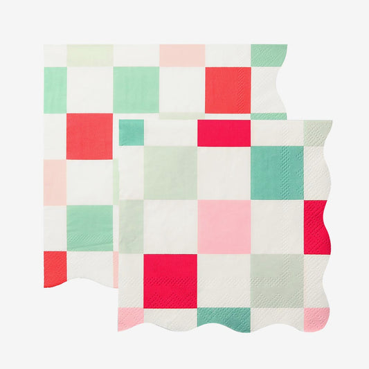 Serviettes papier carreaux pastel Meri Meri pour décoration de table