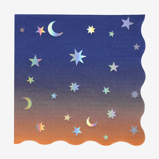 Servilletas de papel Meri Meri con lunas y estrellas iridiscentes