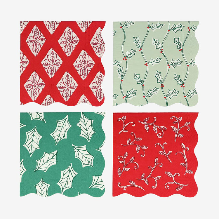 Serviettes en papier Noël motifs : decoration de table noel chic
