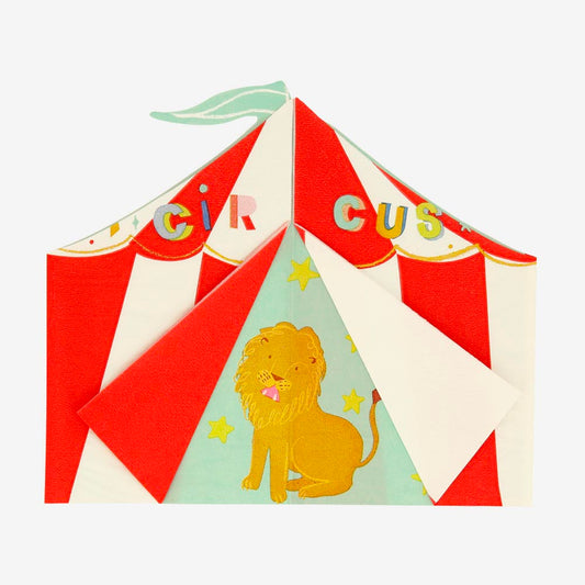Serviettes en papier chapiteau de cirque : deco de table anniversaire