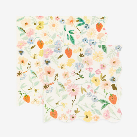 16 serviettes en papier fleurs : decoration de table paques