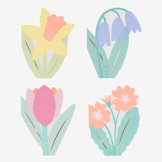 Serviettes papier fleuries, déco printanière pour table festive