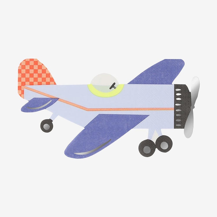 16 serviettes en papier en forme d'avion pour un anniversaire avion