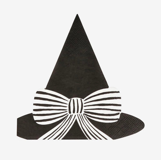 16 serviettes en papier chapeau de sorcière meri meri pour déco table halloween 