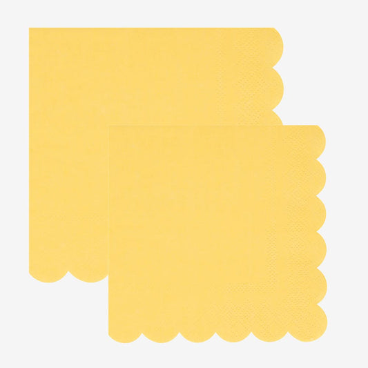 Serviettes en papier : 16 serviettes jaune citron