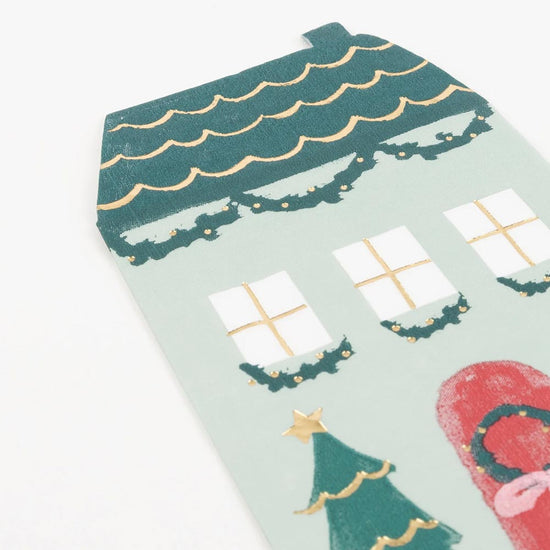 16 serviettes Maison de Noël pour une décoration de table festive