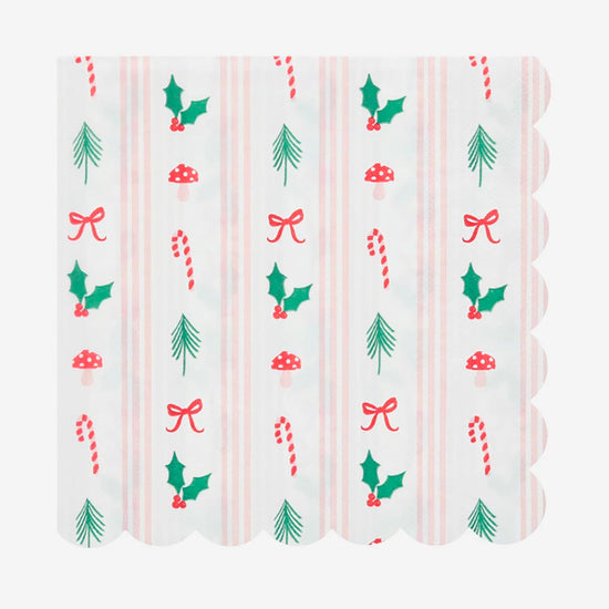 idée déco table de noel :  16 serviettes en papier motifs de noel meri meri