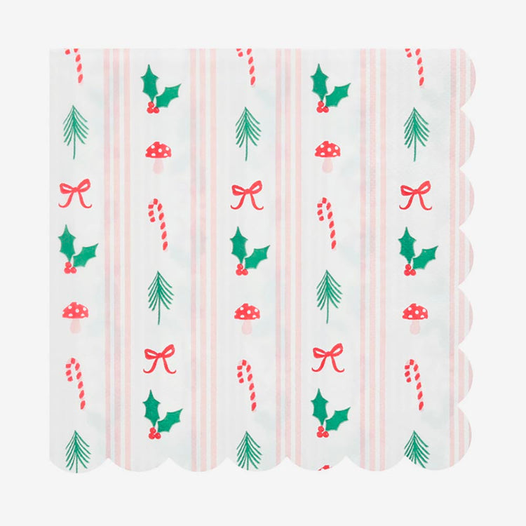 idée déco table de noel :  16 serviettes en papier motifs de noel meri meri