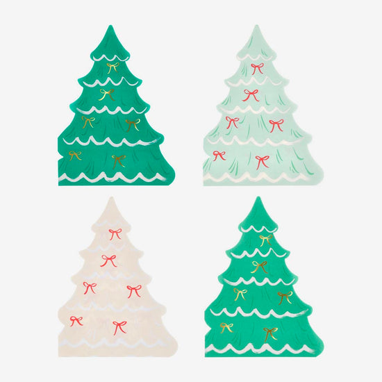 16 serviettes jetables sapins de noel meri meri pour décoration table de noël 