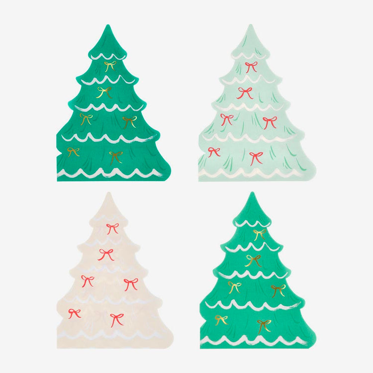 16 serviettes jetables sapins de noel meri meri pour décoration table de noël 