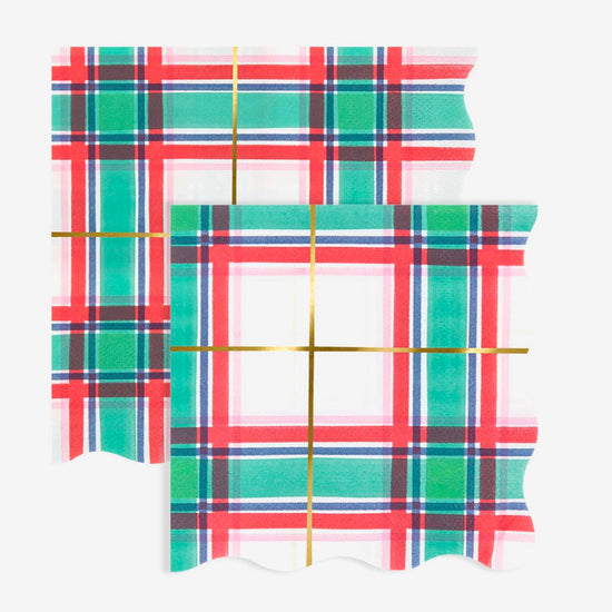 16 serviettes en papier motifs tartan meri meri pour décoration noël 