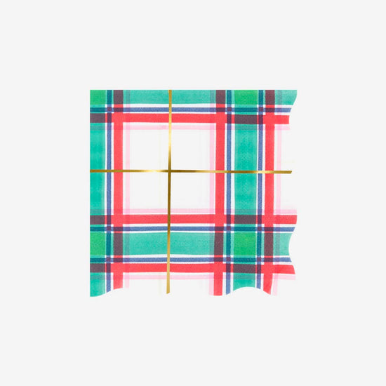 idée déco table de noel :  16 serviettes en papier motifs tartan meri meri