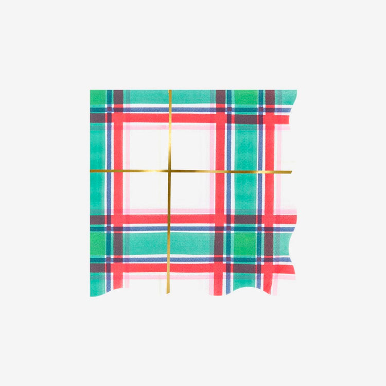 idée déco table de noel :  16 serviettes en papier motifs tartan meri meri