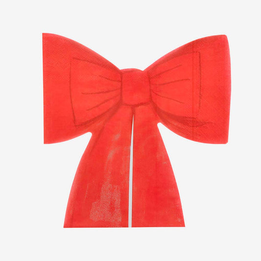 16 serviettes en papier noeuds rouges meri meri pour décoration noël 