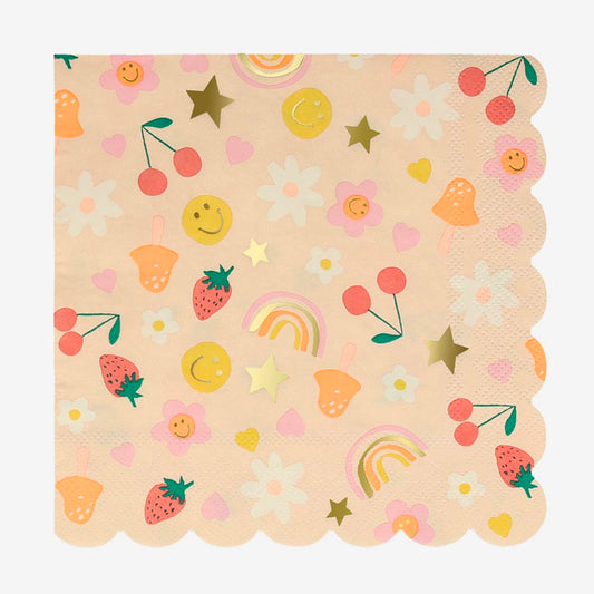 16 serviettes en papier printemps : decoration de table anniversaire