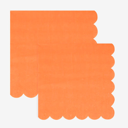 Serviettes en papier : 16 serviettes orange papaye