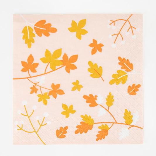 20 autumn leaf napkins: forest birthday decoration