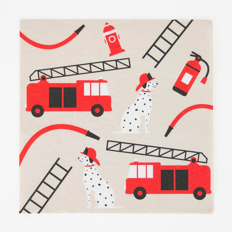 20 serviettes en papier pour deco table anniversaire pompier