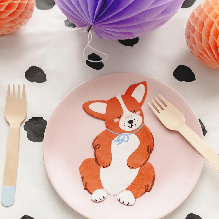 Serviettes en papier : 12 serviettes Corgi pour une fête