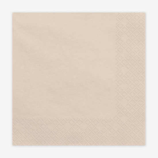 Serviettes beige pour anniversaire, mariage, baptême