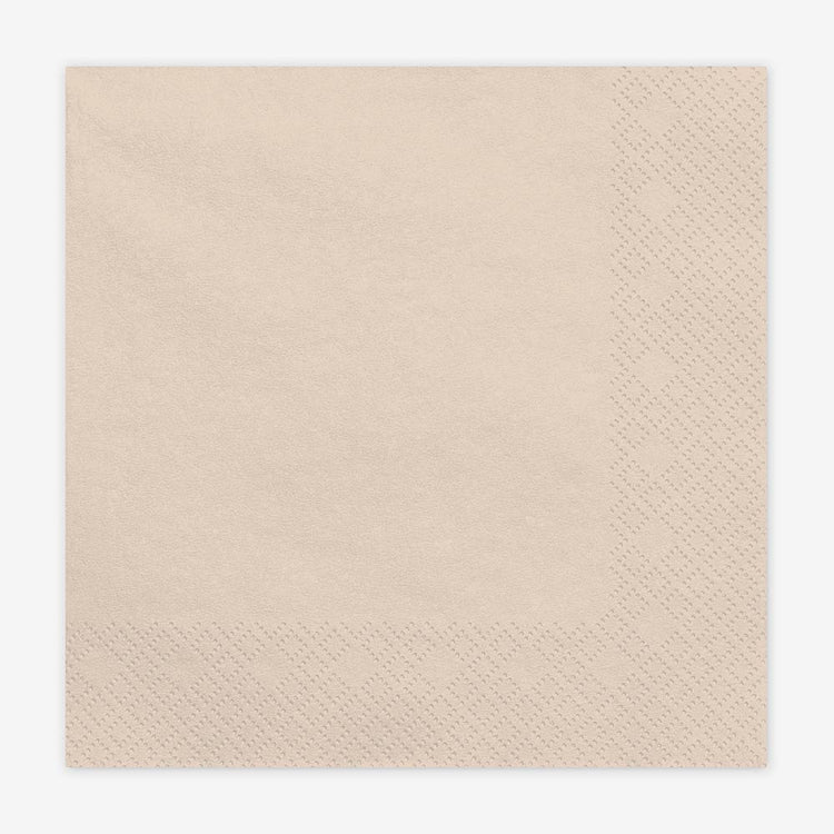 Serviettes beige pour anniversaire, mariage, baptême