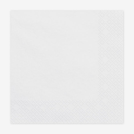 Serviettes blanches pour anniversaire, mariage, baptême