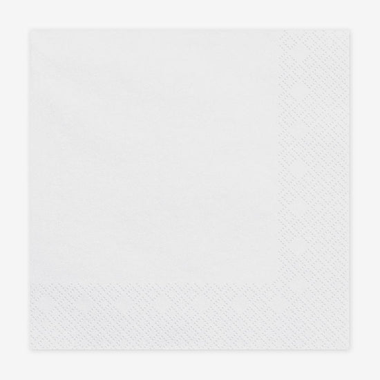 Serviettes blanches pour anniversaire, mariage, baptême
