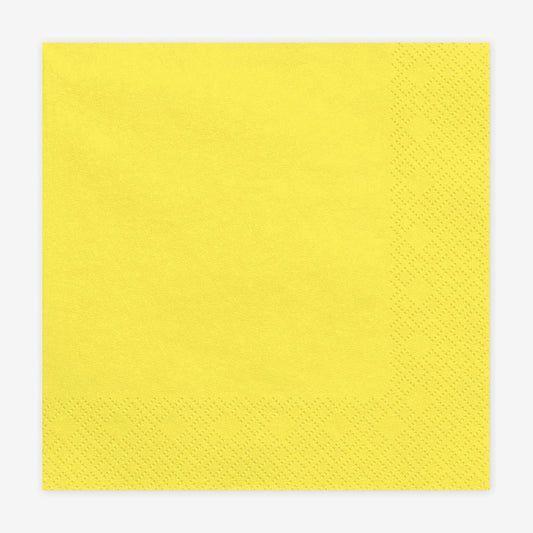 Serviettes jaunes pour anniversaire, mariage, baptême