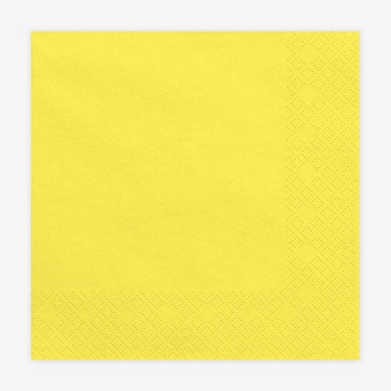 Serviettes jaunes pour anniversaire, mariage, baptême