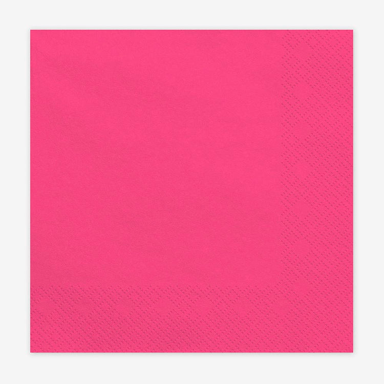 Serviettes rose foncé pour anniversaire, mariage, baptême