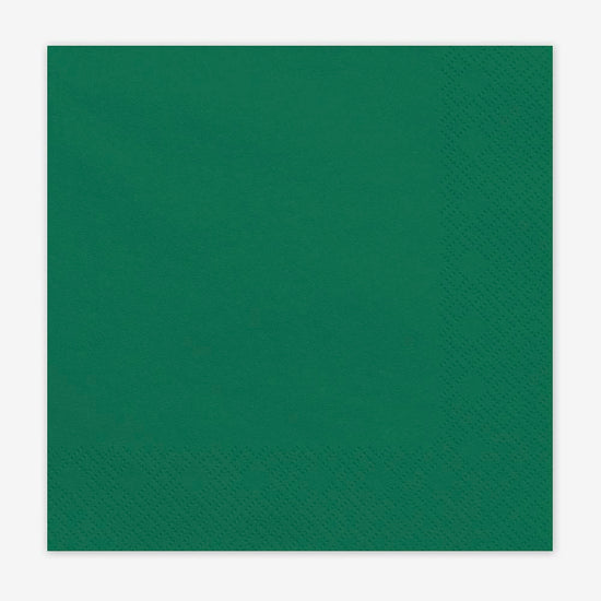 Serviettes en papier vert foncé : décoration table anniversaire