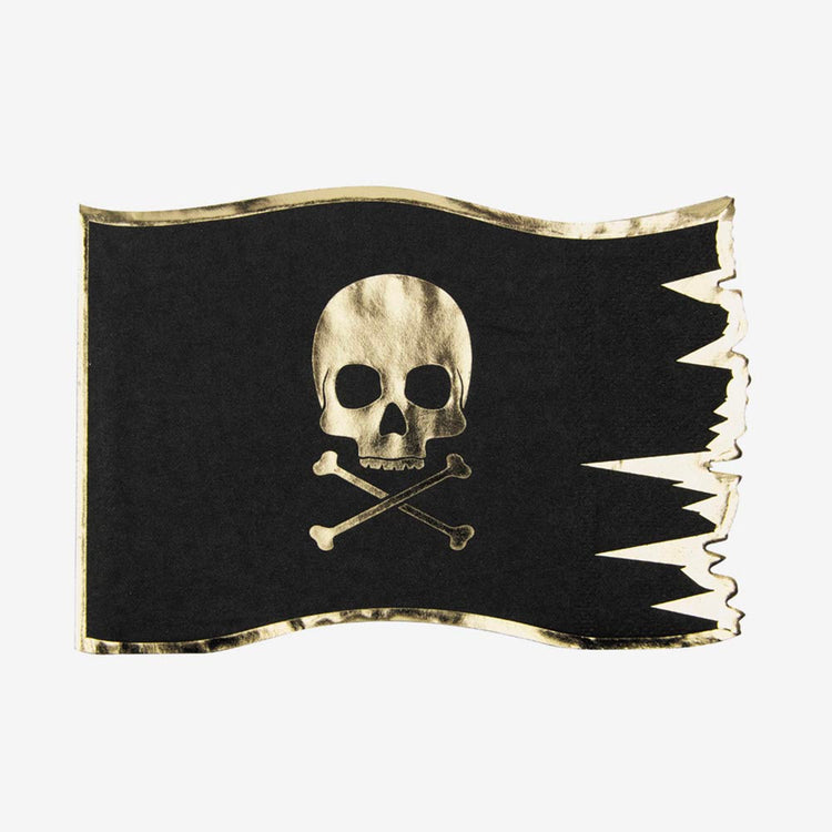 16 serviettes drapeau de pirate pour anniversaire