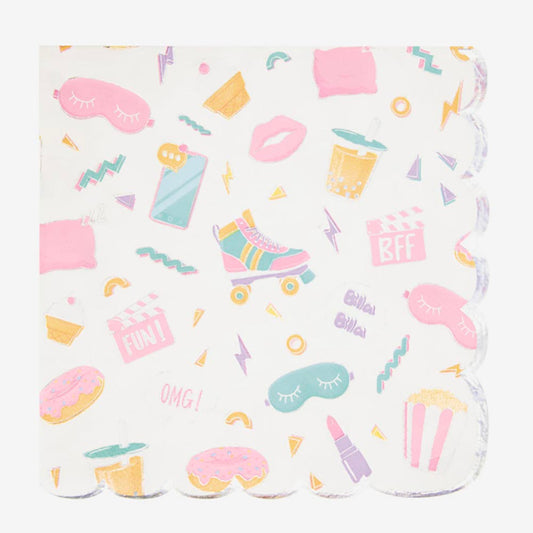 16 serviettes en papier pyjama party : deco de table anniversaire