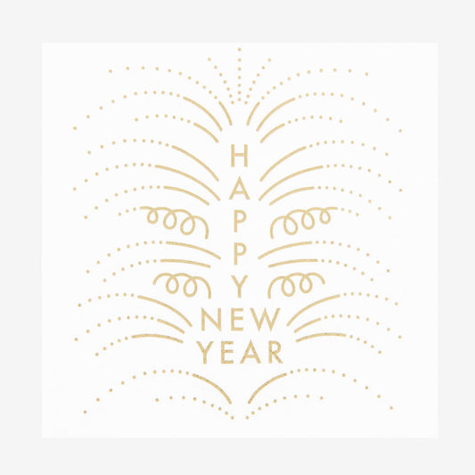 Serviettes en papier blanches Happy New Year : deco de table nouvel an