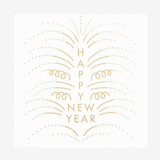 Serviettes en papier blanches Happy New Year : deco de table nouvel an